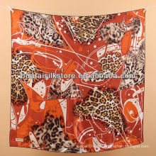 Kopf Schal Seide 100% roter Dame Leopard Druck Kopf Schal